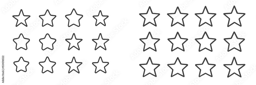 Poster outline of stars arranged in two groups for review or rating purposes, emphasizing design simplicity