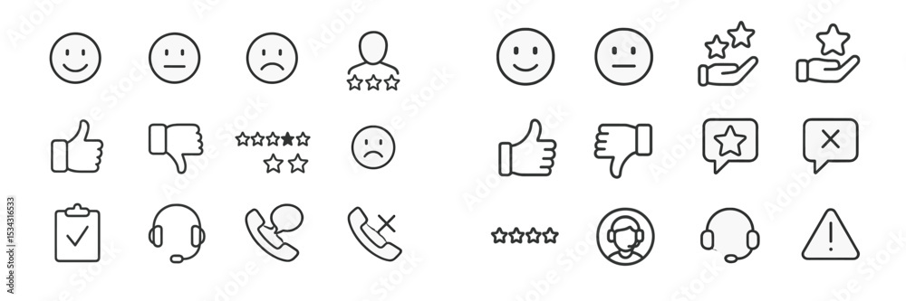 Poster vector flat illustration of various emoticons and feedback symbols representing customer reactions a