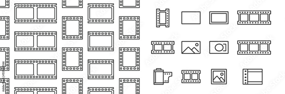Poster creative collection of flat vector illustrations depicting various photo frames and film strips for 