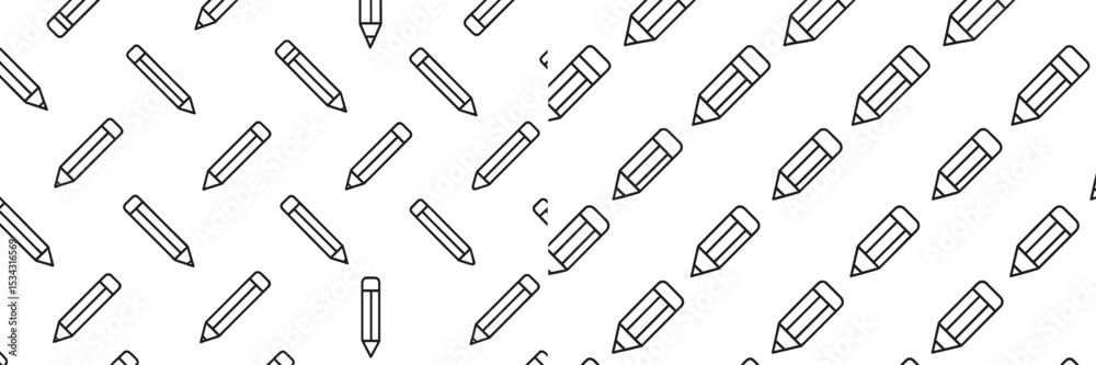 Poster pattern of simple pencil illustrations on a white background showcasing creative design elements for