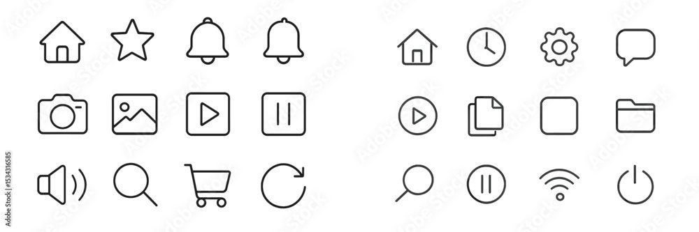 Poster Minimalist vector flat illustration of various user interface icons for web and mobile applications