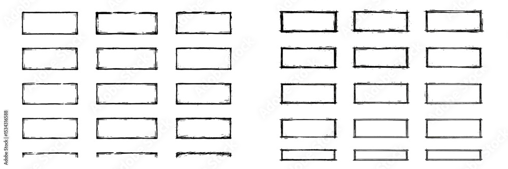 Aufkleber Various styles of rectangular brush stroke frames in a vector flat illustration suitable for artistic design projects