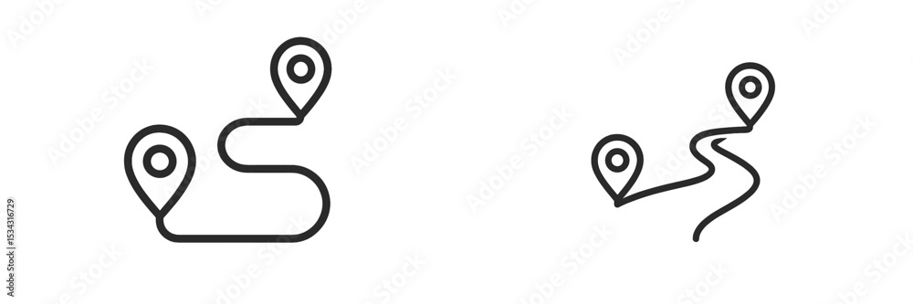 Aufkleber Road map icons featuring navigation points for routes and directions in a simple vector illustration style