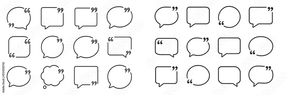 Poster Vector flat illustration showcasing various speech bubbles in numerous styles and shapes suitable for diverse communication needs
