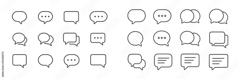 Poster Vector flat illustration of different speech bubble designs for communication and messaging concepts