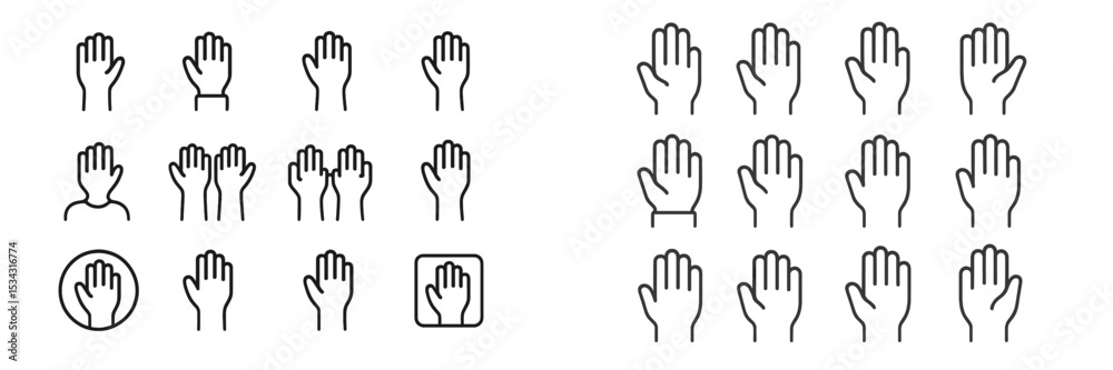 Poster Collection of hand gestures represented in vector flat illustration format for diverse communication styles and expressions