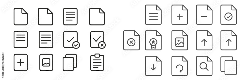 Leinwandbilder collection of vector flat icons representing various document types and actions for digital organiza