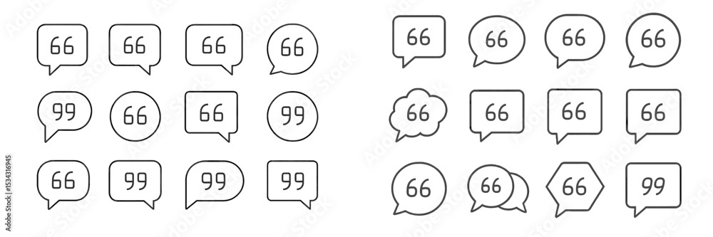 Poster Vector flat illustration of diverse speech bubbles and numbers with variations in style and design