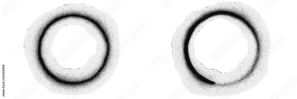Poster abstract vector illustration depicting two circular shapes with varying thickness, emphasizing contr