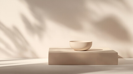 Neutral clay surface, no objects, side light, gradient shadows beauty mockup base. 