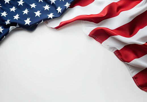 American flag draped on white background (2)