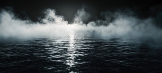 Foggy ocean at night