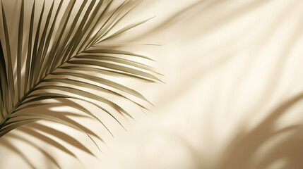  Warm neutral background, palm leaf out of frame casting dramatic light play minimal background wallpaper