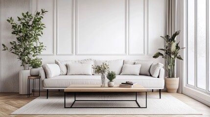 Modern, minimalist living room interior