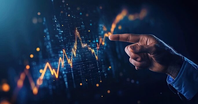 A hand points to a dynamic graph