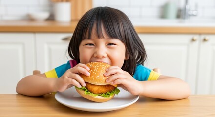 kids eating burger