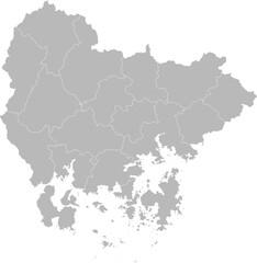 Gyeongsangnam, South Korea (Republic of Korea) – administrative vector map with level 2 division boundaries (Web Mercator projection, PPT-compatible & fully editable)