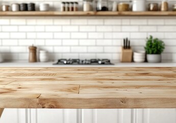 Kitchen countertop with blurred background