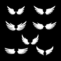 Set of 6 wide-spread angel wing icons
