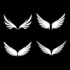 Modern abstract white wing icons