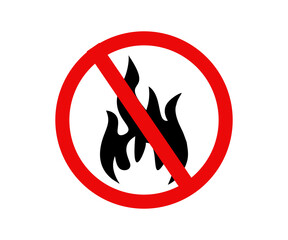 No fire forbidden flame warning danger prohibited sign safety caution Flame not allowed. Flammable symbol illustration on transparent background.