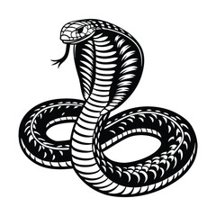Fototapeta premium black and white silhouette of a snake coiled in a striking pose