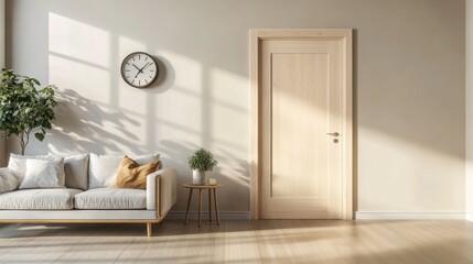 Bright, minimalist living room interior