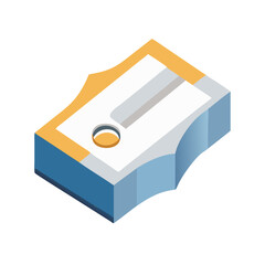 Vector illustration of a pencil sharpener, isolated on white background. School icon