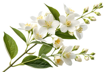 Obraz premium A bouquet of white jasmine flowers isolated on white or transparent background