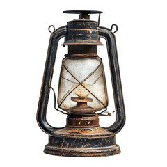 Vintage oil lantern, An antique oil lantern featuring a brass handle and glass reservoir, evoking a nostalgic ambiance, isolated on transparent background