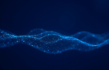 Blue Particle Wave Tech Background