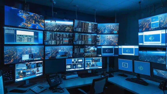 The command center monitors city data footage