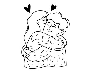 Two People Hugging with Love for a Warm and Affectionate Theme Illustration. Vector illustration