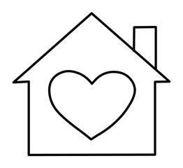 house icon with heart on white background