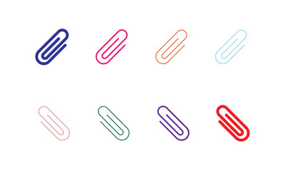 Attachment Symbols Paperclip Colorful Icons Set.
