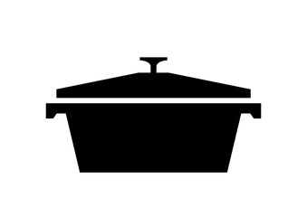 Black Pot with Lid Icon for Cooking and Kitchen Appliance Design