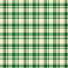 Seamless plaid pattern in green and beige.Ornament tartan checkered gingham seamless pattern.Vector graphic texture for fabric and prints.