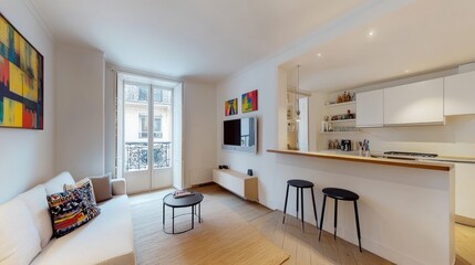 Modern apartment living room and kitchen