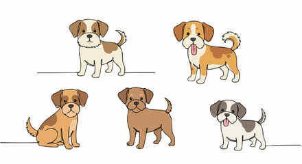 Collection of various adorable puppies with different expressions and poses.