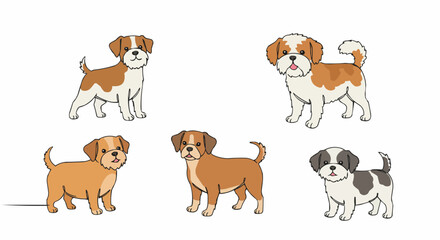 Obraz premium Adorable puppies illustrations.