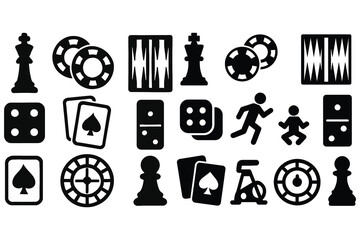 Game icons set isolated on white background