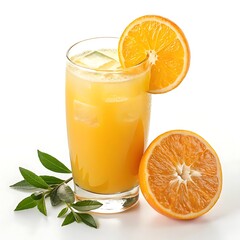 fresh orange juice on white background 