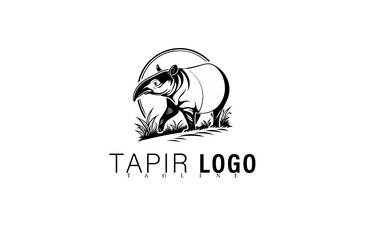 Fototapeta premium Creative Tapir Mascot Logo Vector Design. Geometric Animal Symbol Illustration in Black. Simple and Modern Tapir Logo for Brand, Company, or Community Identity Graphic Use.