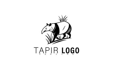 Unique Geometric Tapir Vector Logo Design. Simple Modern Black Animal Icon for Business Branding. Creative Tapir Mascot Symbol for Company, Team, or Community Graphic Logo Illustration.

