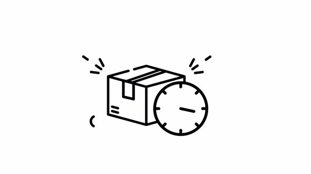 Delivery Time Box Animated Looping Video &ndash; Alpha Channel Line Art Icon