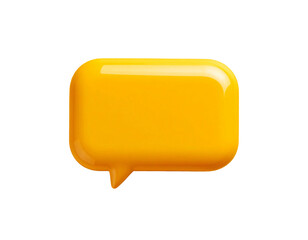 Yellow 3d speech bubble isolated on a white background