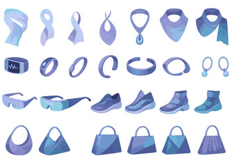 Obraz premium Futuristic fashion accessory set with wearables, shoes, bags, and jewelry