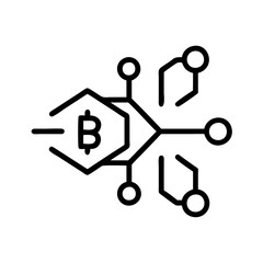 AI and Crypto Outline icon representing blockchain technology concept  