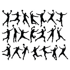 Basketball players silhouettes collection isolated on white background