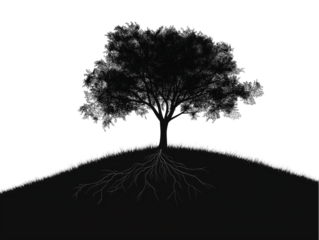 Tree with Roots - Nature Symbolism on Transparent Background